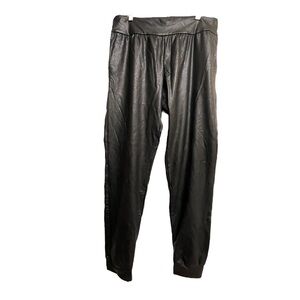 COMMANDO Faux Vegan Leather Joggers Pants Black Size Large Pebbled Pleather